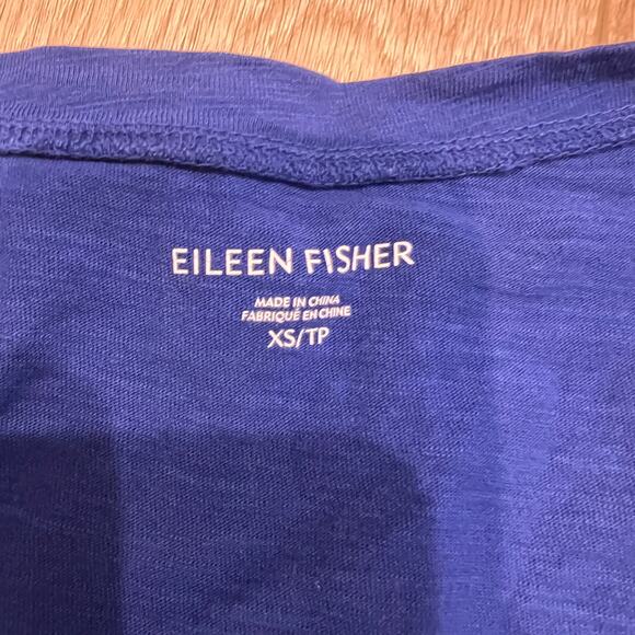 EILEEN FISHER Women's Scoop Neck Short Sleeves Top Size XS In Blue - Picture 6 of 7